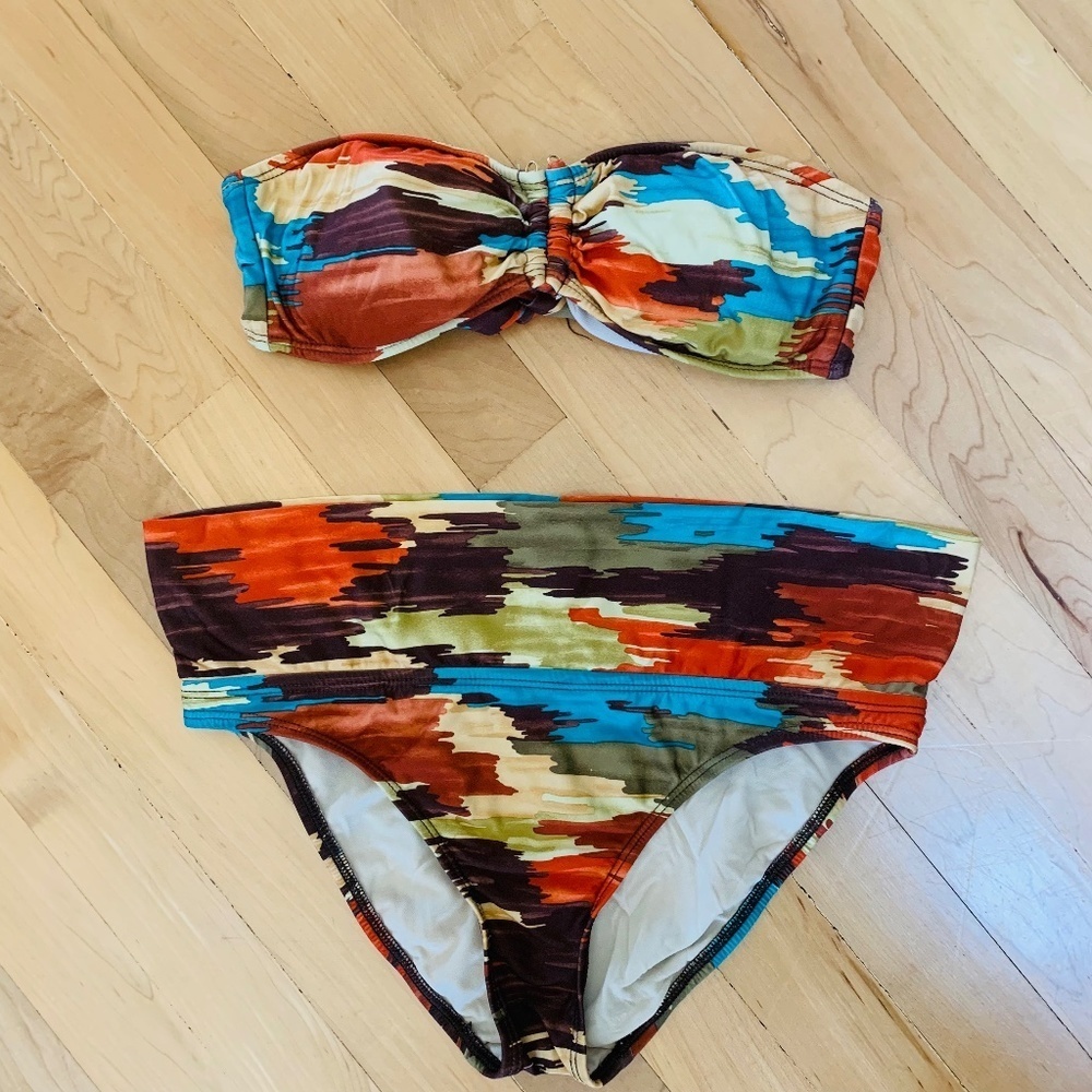 2 Piece ABS Allen Schwartz Strapless Bikini Size Small